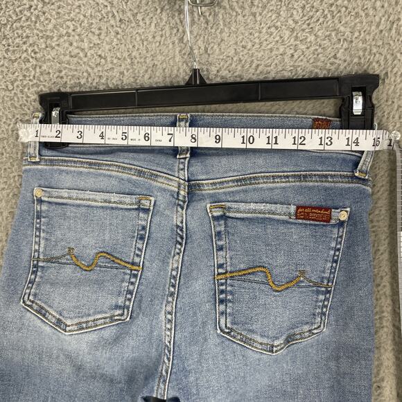 7 For All Mankind Jeans Womens 27 Ankle Distressed Frayed Hem Pants Ripped - Picture 2 of 14